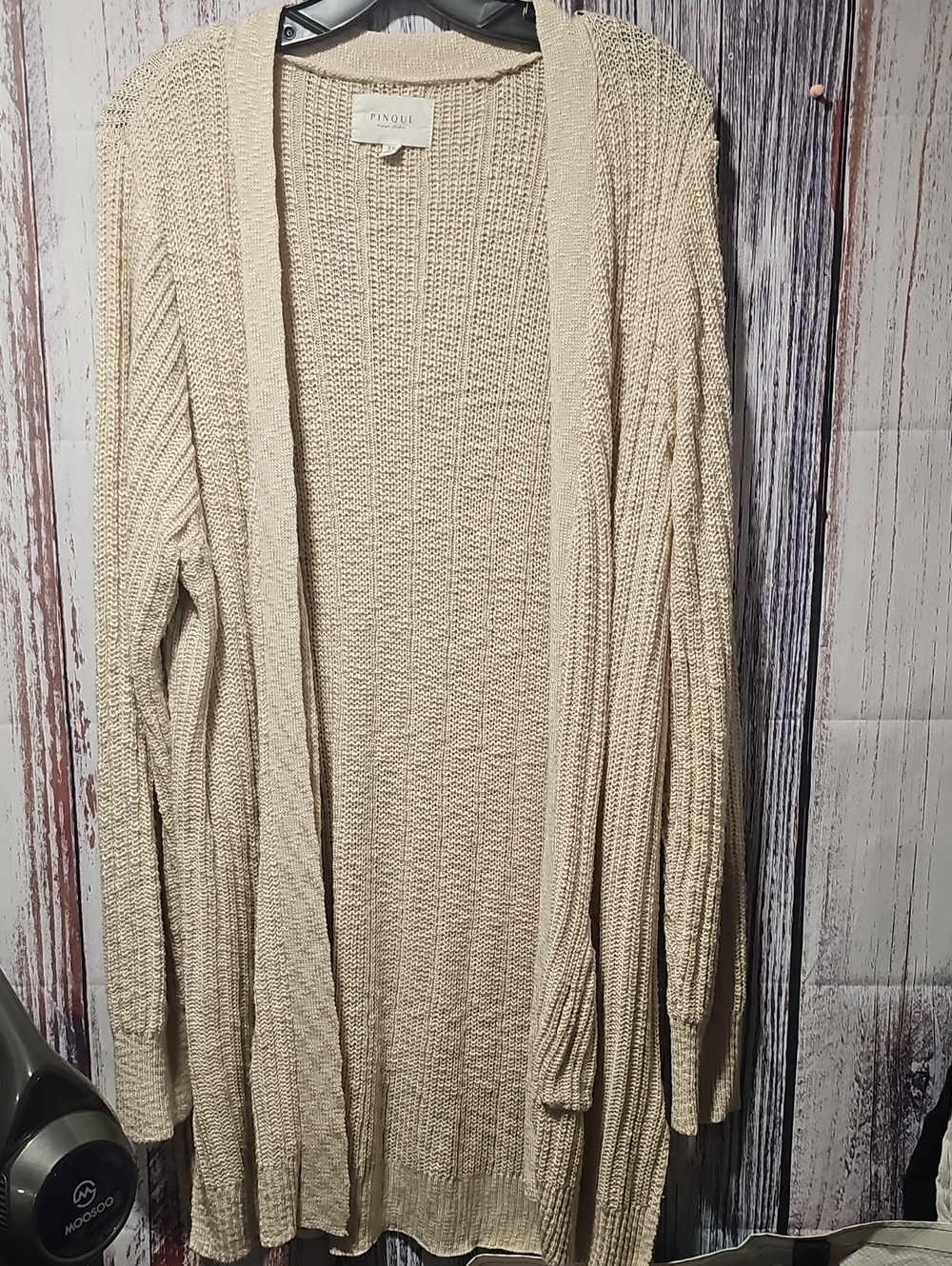 Tinique Cream Open Front Ribbed Cardigan